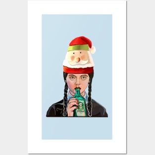 Wednesday Addams, 'coping' with Christmas hat Posters and Art